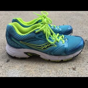 Saucony blue and green sneakers